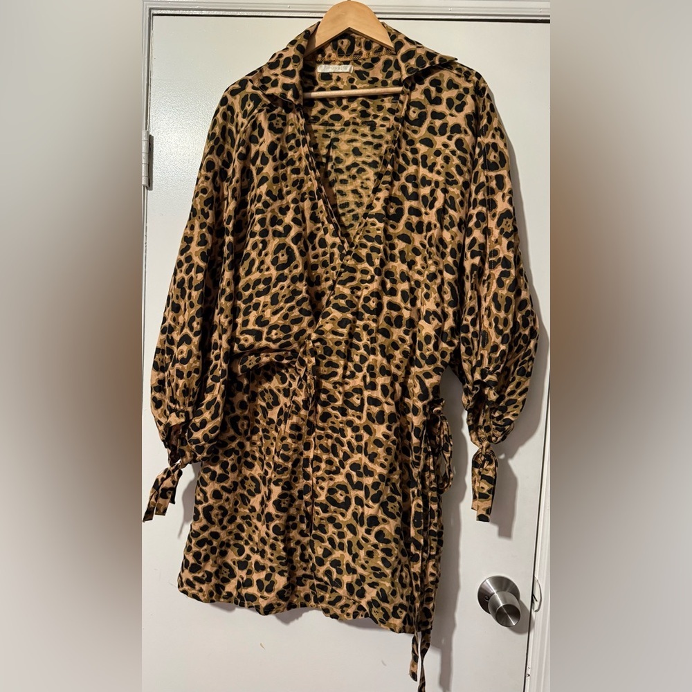 Posse Leopard Print dress midi Brown and Black 100% cotton.